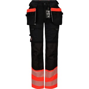 HIVIS STRETCHBUKSE DAME SVART/RØD KL. 1 STR.34