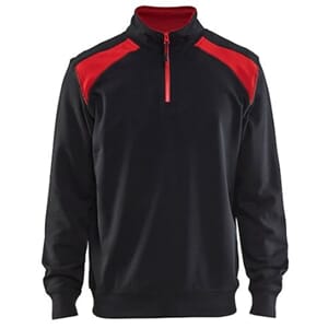 College, 2-farget halv glidelås Svart/Rød M