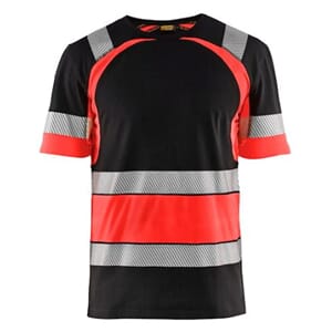 T-skjorte Varsel Svart/Varselrød 4XL